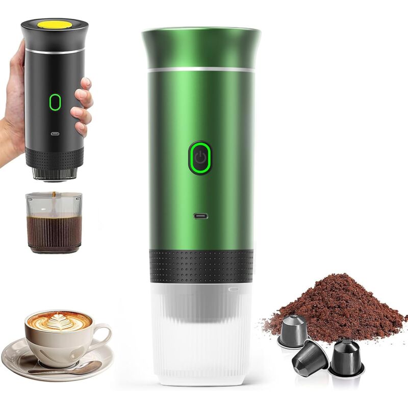 Machine à Café Portable de Voyage,Expresso Cafetière Rechargeable 12V et sa pochette Pour Camping et Voiture,Chauffage Rapide,compatible avec