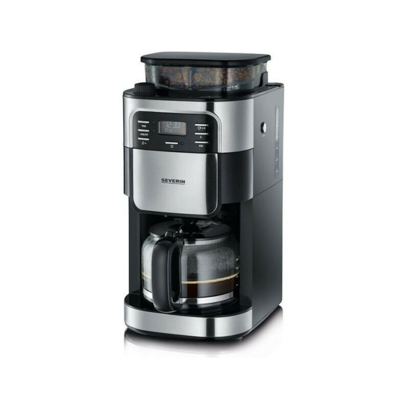 Machine a Cafe Severin 4810 Cafetiere filtre avec broyeur intégré - Noir et inox - 1000W - 1,4 l