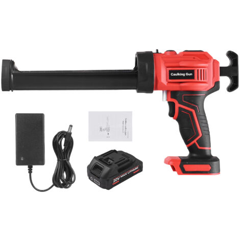 Machine à calfeutrer sans fil 20 V, kit d'outils électriques portatifs, 4 vitesses réglables pour le remplissage et le scellage, livré avec batterie et chargeur, lumière LED, prise américaine rouge