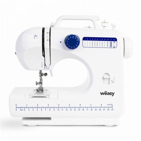 Machine à coudre 12 programmes – Réglage longueur points 2.8 à 3.5mm – Bras libre pour pièces tubulaires – Éclairage LED – Weasy