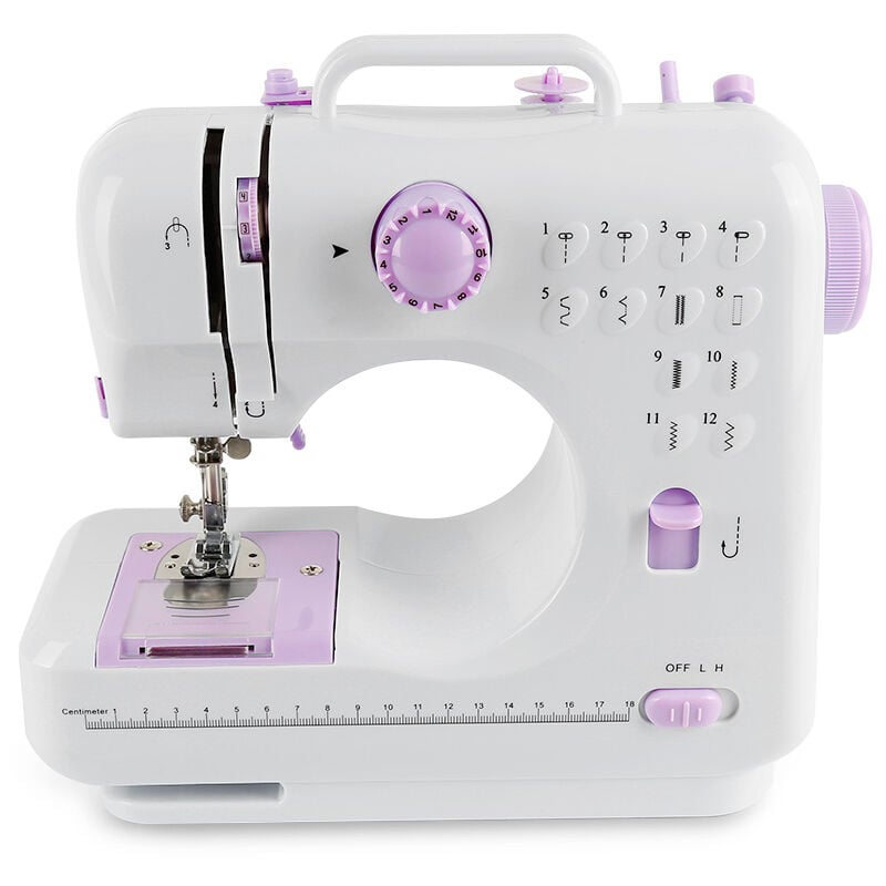 Machine à coudre domestique portable de taille moyenne, 12 points avec 2 vitesses