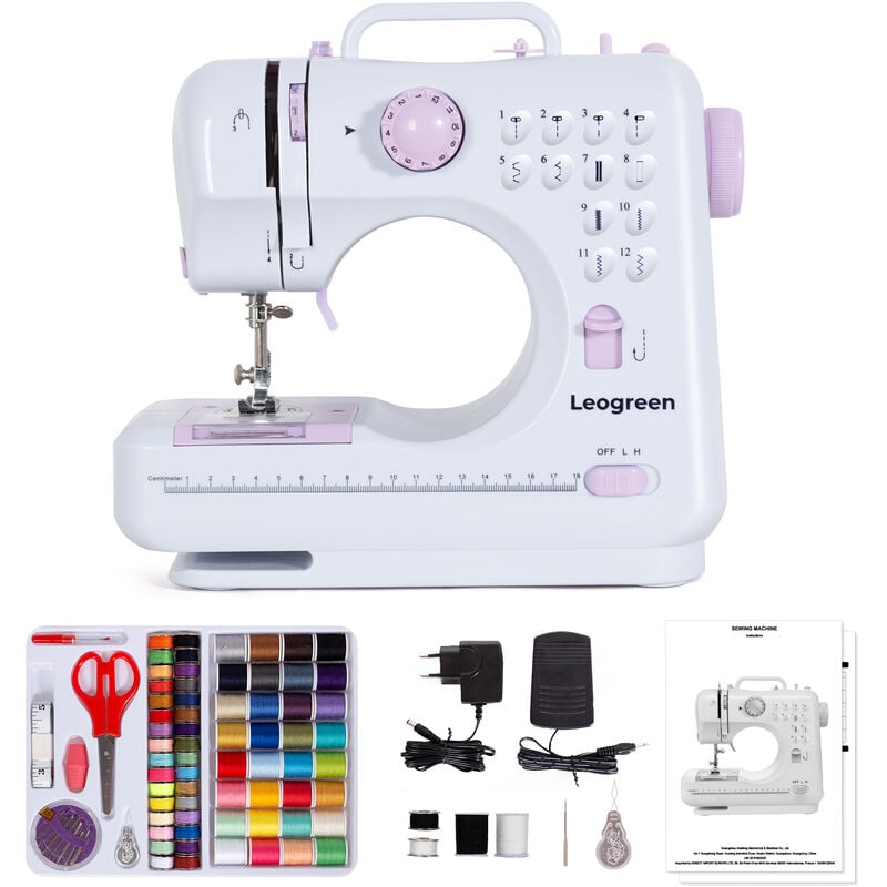 Machine à Coudre Électrique, Machine à Coudre Débutant avec 12 programmes de couture, avec Kit Couture et pédales, pour Débutants Parents et Enfant