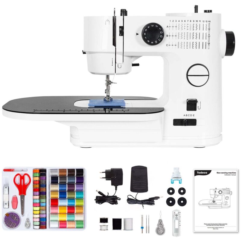 Machine à Coudre Électrique, Multifonction avec Table d’Extension amovible, 39 programmes de couture, Double aiguille et double fil, avec Kit Couture