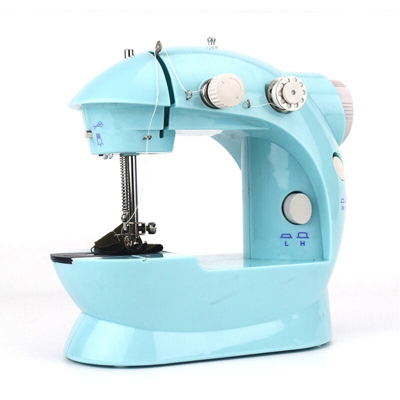 Dewin - Machine à coudre électronique 202A, mini machine à coudre avec 99 accessoires de couture et table d'extension (bleu)