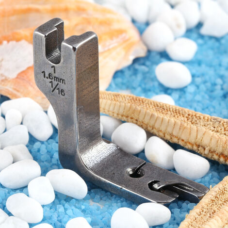 Machine à coudre industrielle universelle à aiguille simple avec pied presseur ourlet roulé (1,6 mm) pour lit épais