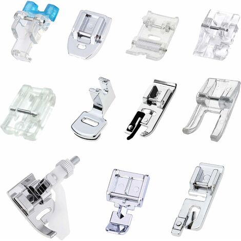 Machine à Coudre kit Pieds-de-Biche Multifonctionnel, 11pcs Machine à Coudre avec Pied à Pouleau, Pied à Fermeture Éclair pour Machines à Coudre Brother, Babylock, Janome, Elna, Toyota, Singer