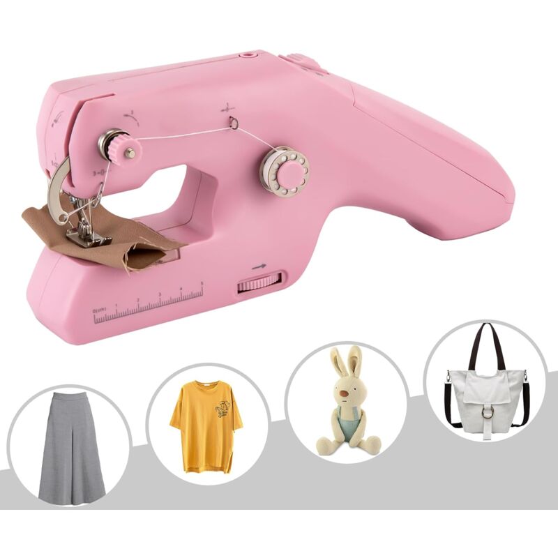 Machine à coudre manuelle avec double enfilage - Mini machine à coudre électrique portable pour débutants et adultes - 24,2 x 6,02 x 10,3 cm