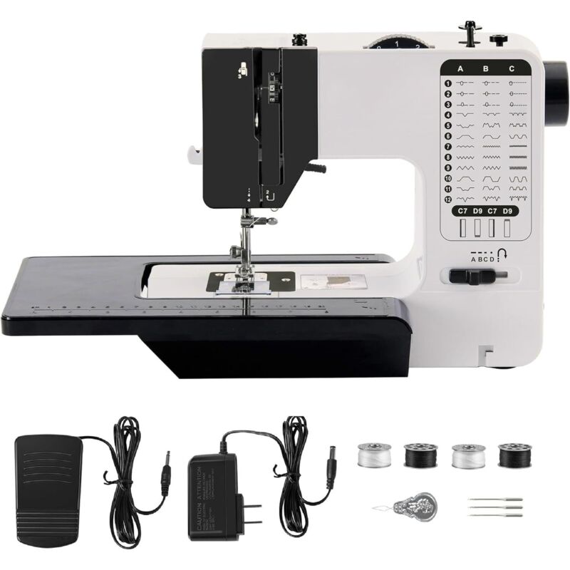 Machine À Coudre Professionnelle avec Grande Table à Coudre, Machine à Coudre Portable et Polyvalente, Machine à coudre débutant avec 38 programmes