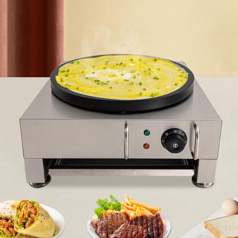 Machine à crêpes électrique de 16' avec écarteur en bois pour cuisines, restaurants, etc
