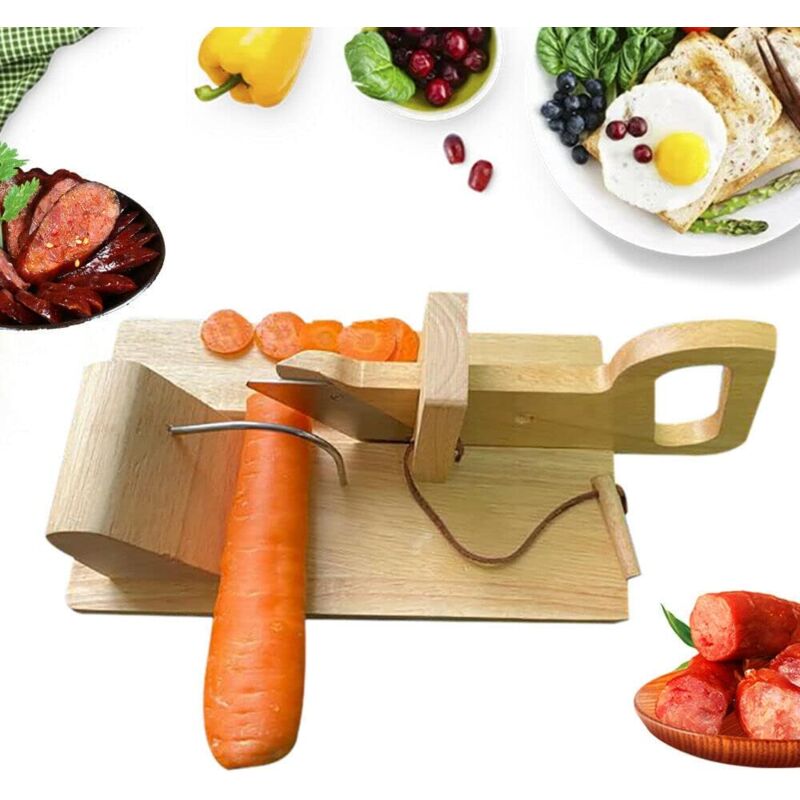 Machine à découper les saucisses en bois 8.5 x 16.5 x 10cm poignée ergonomique et lame tranchante pour bacon saucisses jambon