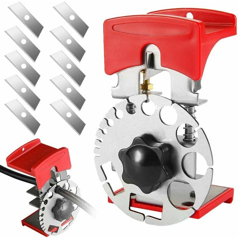 Trimec - Machine à Dénuder Manuel, Denudeur Cable Manuelle, Dénudeuse Cuivre, Dénudeur de Câble Portable à Profondeur Réglable avec 10 Lames