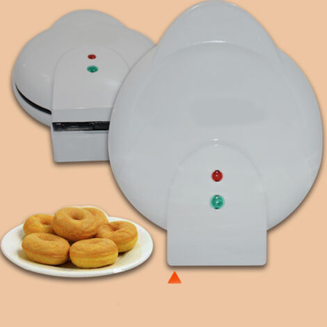 Machine à Donuts Portable, Électrique avec Coating Antiadhésif Noir et Dissipation Thermique Multiples, Indicateur Lumineux, Panneau Blanc et Pieds Antidérapants (1350g)