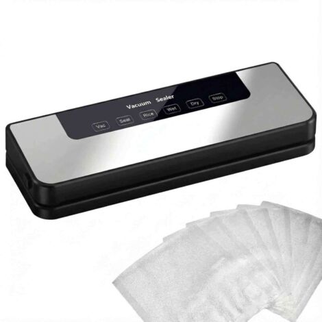 Machine à emballer sous vide, 6 en 1, avec affichage numérique LED, compte à rebours, programme de soudage, mode de scellage, riz, humide, sec pour tout type d'aliment,contient 50 sachets