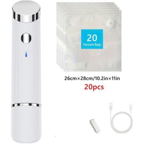 Machine à emballer sous vide compacte pour aliments - Puissante - Avec 20 sous vide - Appareil de mise sous vide portable pour aliments secs et humides