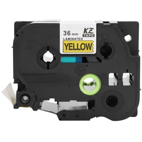 Machine à étiquettes 36mm avec ruban laminé compatible Brother PT-9700PC, PT-9800PCN, PT-3600, texte noir sur fond jaune