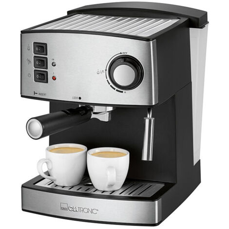 Machine à expresso 15 bars – 850W – Buse vapeur pivotante pour cappuccino – Préchauffage des tasses – Réservoir 1,6L – Clatronic