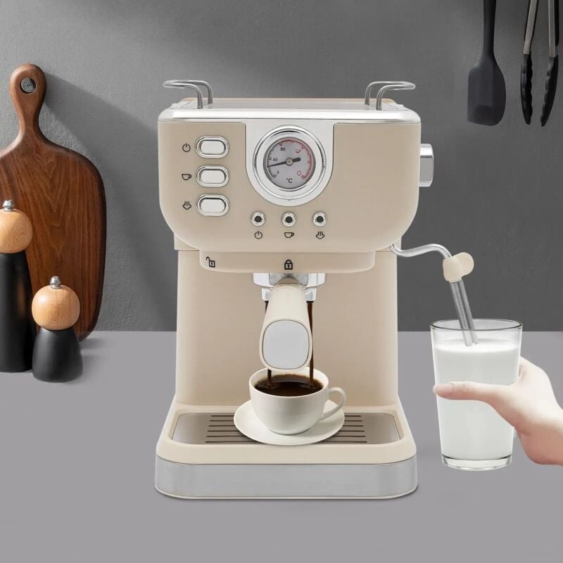 Machine à expresso, 20 Bar machine à expresso avec mousseur à lait vapeur bâton, Compact Espresso Machine à café avec pour Cappuccino, Latte,