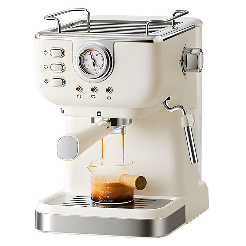 Machine à expresso 850 W, extraction à température constante 92 ° CNTC, capacité 1,5 L, bac à eau amovible, loisirs ménagers petit, blanc cassé