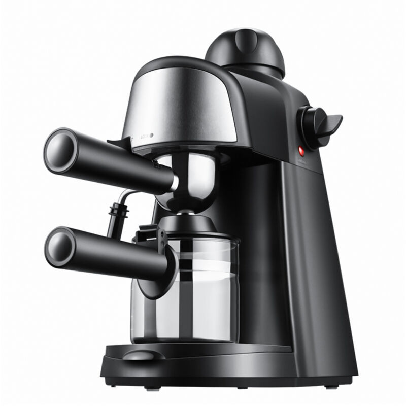 Machine à expresso italienne, petite machine semi-automatique domestique tout-en-un pour mousser le lait et la vapeur, noire
