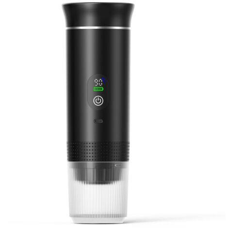 Machine à expresso portable, 3-en-1 Cafetière à Capsules et Moulu avec Batterie, Compatible Dosettes ESE et Café Moulu, Gadgets Camping-Car et Cadeaux Camping (Noir)