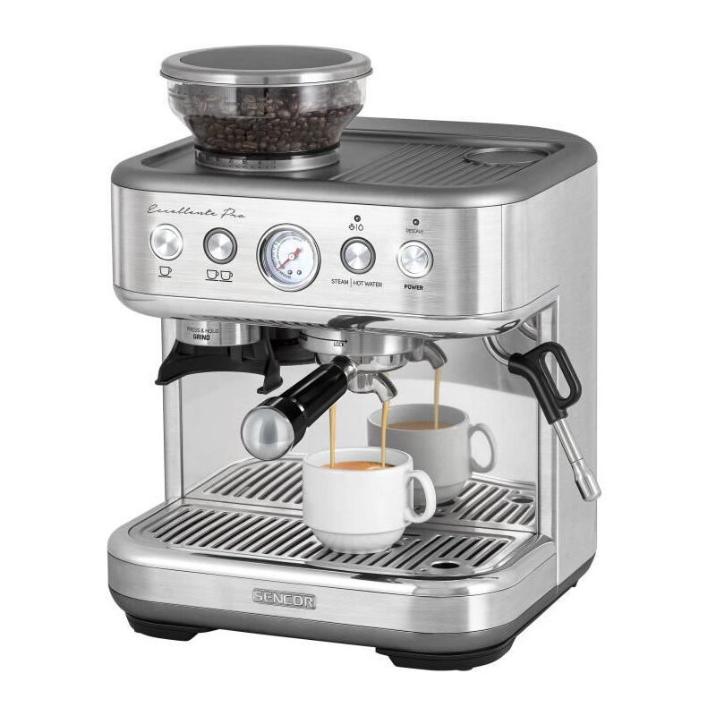 Machine a expresso Sencor ses 6010SS - 15 bars - Broyeur a café - 250 g de grains - Inox