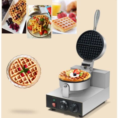 Machine à Gaufres Rond Antiadhésive Appareil à Gaufre Contrôle de la Température et du Temps