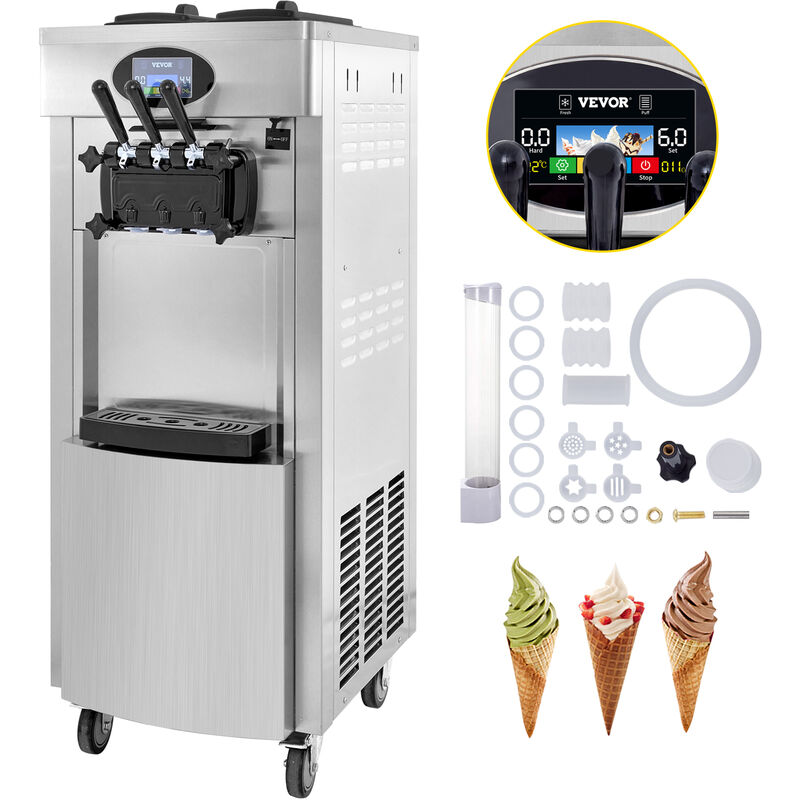 Vevor Machine a Creme Glacee Verticale Professionnel Sorbetiere a Glace Commerciale Ice Cream Machine Pour Restaurants, Cafes, Fast-foods