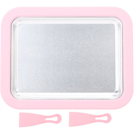 Machine à glace rapide Pan Roll pour yogourt glacé sorbet gelato - Saine et familiale DIY - Petit panneau alliage aluminium rose