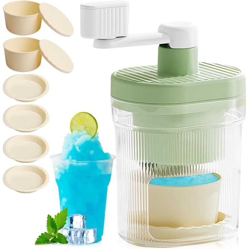 Machine À Glace Rasée Manuelle, Broyeur À Glace Manuel Avec Bac À Glace Congelé Et Plaque, Manuel Broyeur À Glace, Machine Glace Pilée Portable, Broyeur À Glace Pilée Manuel Pour Fêtes, Bars 