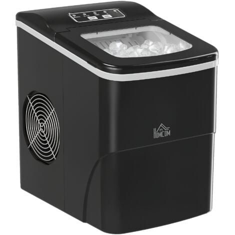Machine à glaçon 120 W - capacité réservoir eau 1,8 L - capacité réservoir glace 0,8 Kg - cuillère et panier inclus - PP noir