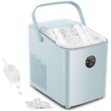 Machine à glaçons, 14 kg/24 h, glaçons en 6 min, 2 tailles de glaçons ronds, autonettoyante, pour fêtes/bureau