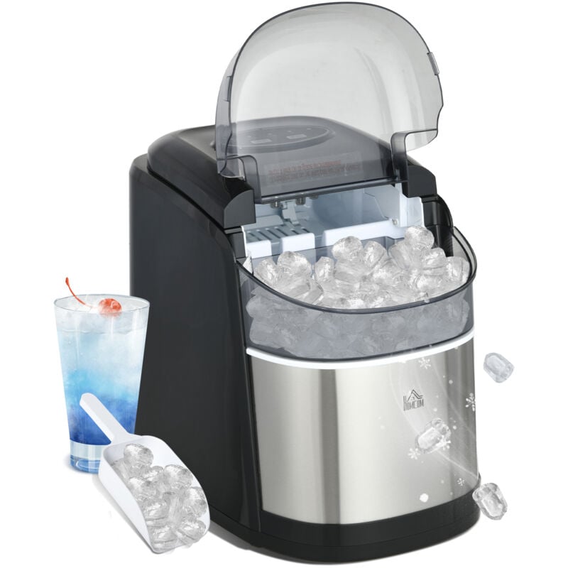 Machine à glaçons 1,7 l - réservoir glace 0,9 Kg - pelle, panier - gris noir
