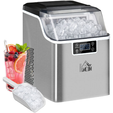 Machine à glaçons 20 kg/24 h 24 glaçons 14-18 min pelle réservoir 3,2 L autonettoyant taille ajustable argent