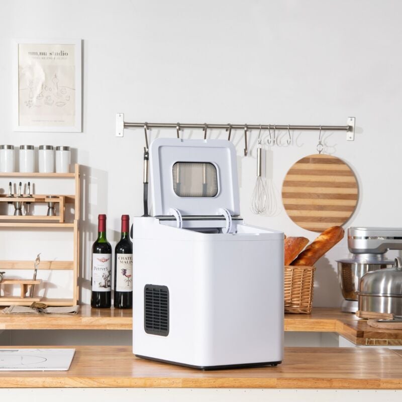 Machine à Glaçons 9 Glaçons 15 kg/Jour Cycle 6 Minutes Nettoyage Automatique Commande Tactile Couvercle en Verre 1,5 l Blanc CW6720 design in