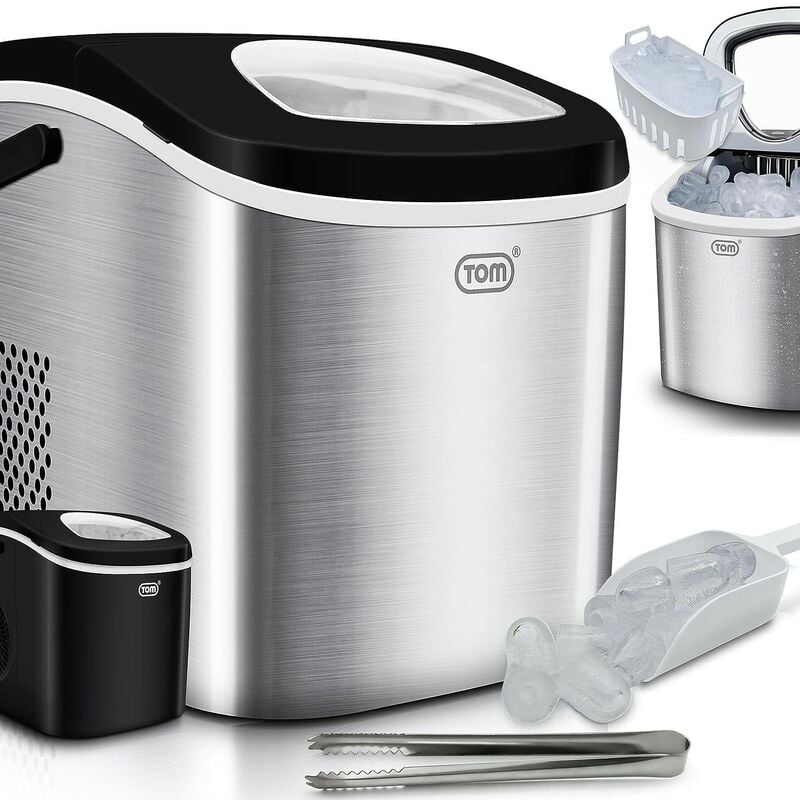 Machine à glaçons Argent Appareil préparation de glace 12 kg/24 h réservoir 1,3L led Inclus panier et pelle à glace