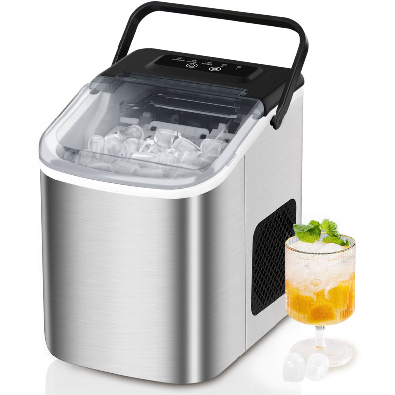 Machine à Glaçons MAGICFOX, 2 Tailles de glaçons - Design Compact avec Poignée et Boîtier en Acier inoxydable, Pelle à Glaçons