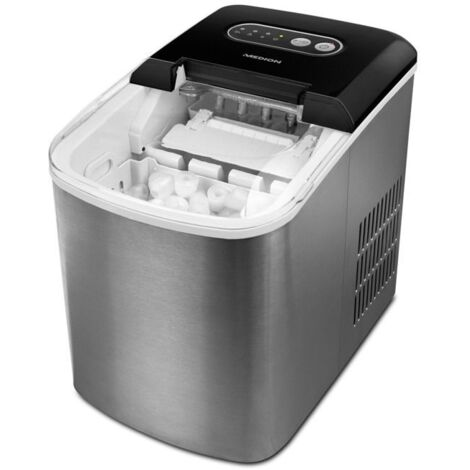 Machine à glaçons – MEDION MD17739 – Réservoir d’eau 2,2 L – 12 kg/24 h – 2 tailles – Bac amovible – Acier inoxydable