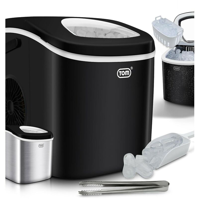 Machine à glaçons Noir Appareil préparation de glace 12 kg/24 h réservoir 1,3L led Inclus panier et pelle à glace
