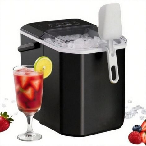 Machine à glaçons portable 1.2L, Fabrication rapide, autonettoyante et silencieuse, Idéale pour fêtes et maison, Noir, Silonn
