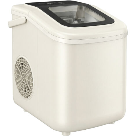 Machine à glaçons portable avec auto-nettoyage, pelle à glace et panier, 12 kg/24h, beige