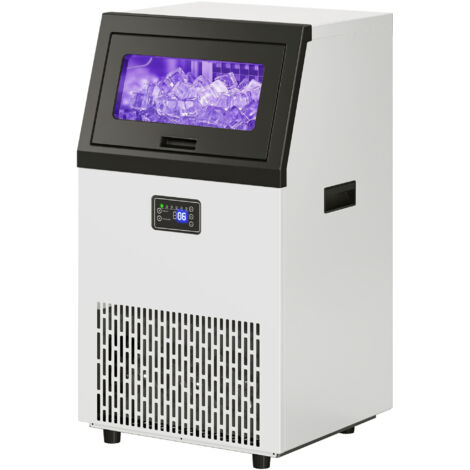 Machine à glaçons professionnelle 55 kg/24h, acier inoxydable, pose libre ou sous plan, réservoir 13 kg
