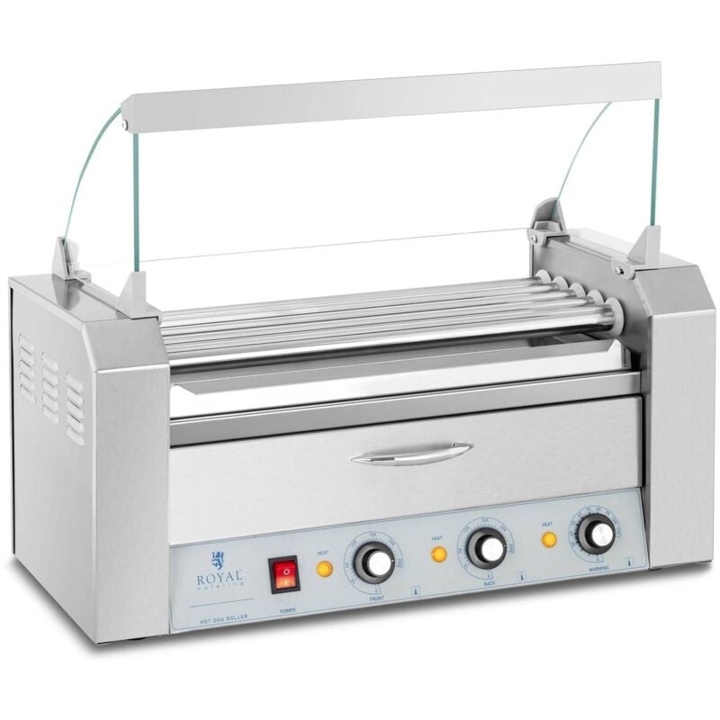 Royal Catering - Machine à Hot Dog Chauffe-Saucisse Professionnel 5 Rouleaux Inox