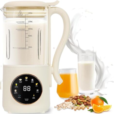 Machine à lait végétal, lait végétal, machine à lait végétal automatique à noix 1400 ml, machine à lait végétal maison, ne contient pas de lactose, d'avoine, de soja, de noix, de fruits