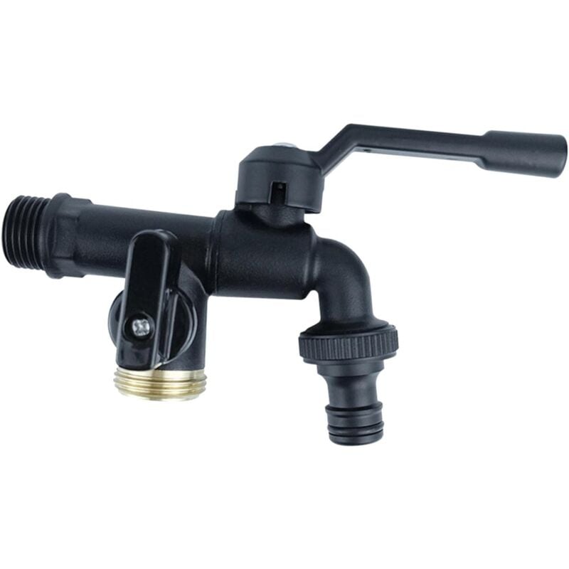 Machine à laver CREA tout cuivre cour de jardin une entrée et deux sorties, robinet extérieur antigel en laiton - noir