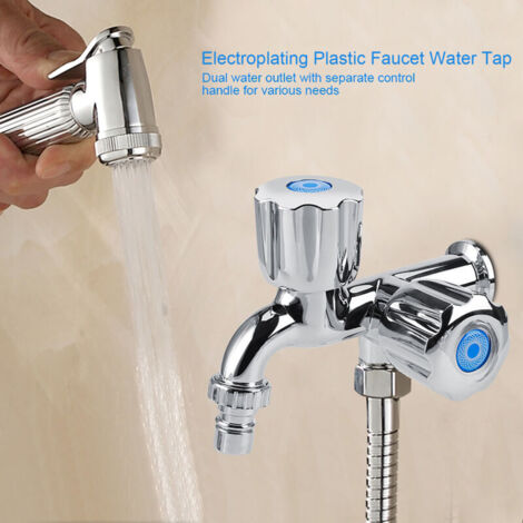 Machine à laver en plastique galvanisé, robinet d'eau froide, évier et lavabo avec Double bec et poignée d'obturation G1/2