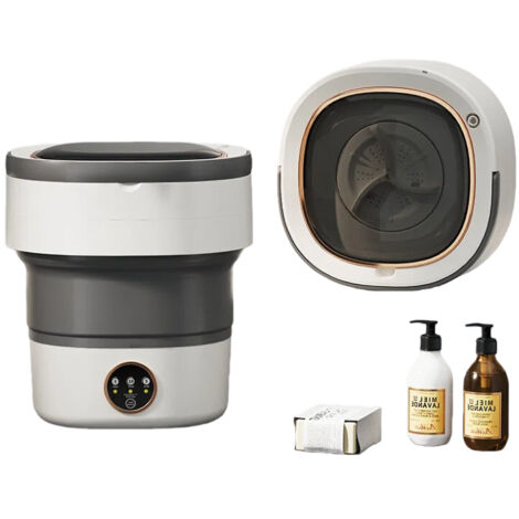 Machine à laver pour sous16L-Mini Machine à laver -Machine à laver portable - Nettoyage en profondeur pour petits vêtements, pliable, idéale pour la maison, l'hôtel et les voyages(Gris)