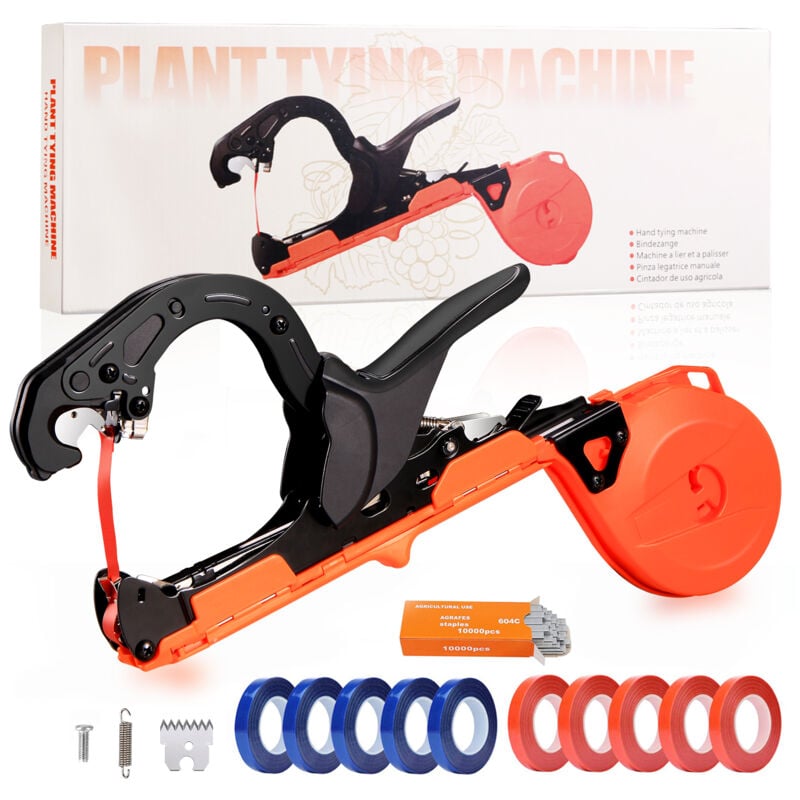 Autboom - Machine à Lier les Plantes, Outil Léger de Fixation avec Ruban pour Attacher Rapidement les Vignes, Pistolet à Lier avec 10 Rouleaux de