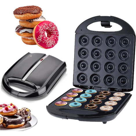 Machine à mini-donuts, idéale pour les petits-déjeuners des enfants, machine à mini-crêpes pour le petit-déjeuner, les en-cas, les desserts et plus encore. Surface antiadhésive, chauffage double face.