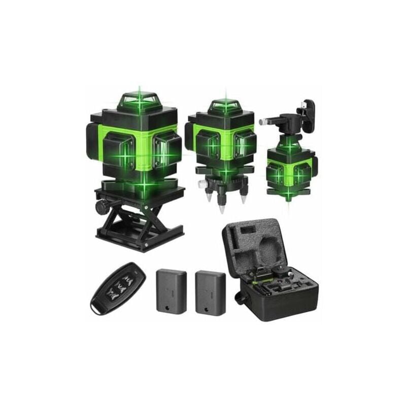 Machine à niveau laser 4D - 16 Lignes - Auto-nivelante - Batterie au Lithium Rechargeable USB - Avec Lignes d'Inclinaison Horizontales Verticales