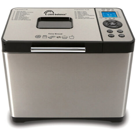 Machine à pain 1kg 650W inox – Cuve amovible 2L – 19 programmes automatiques – Pain sans gluten et cuisson personnalisée – Little Balance